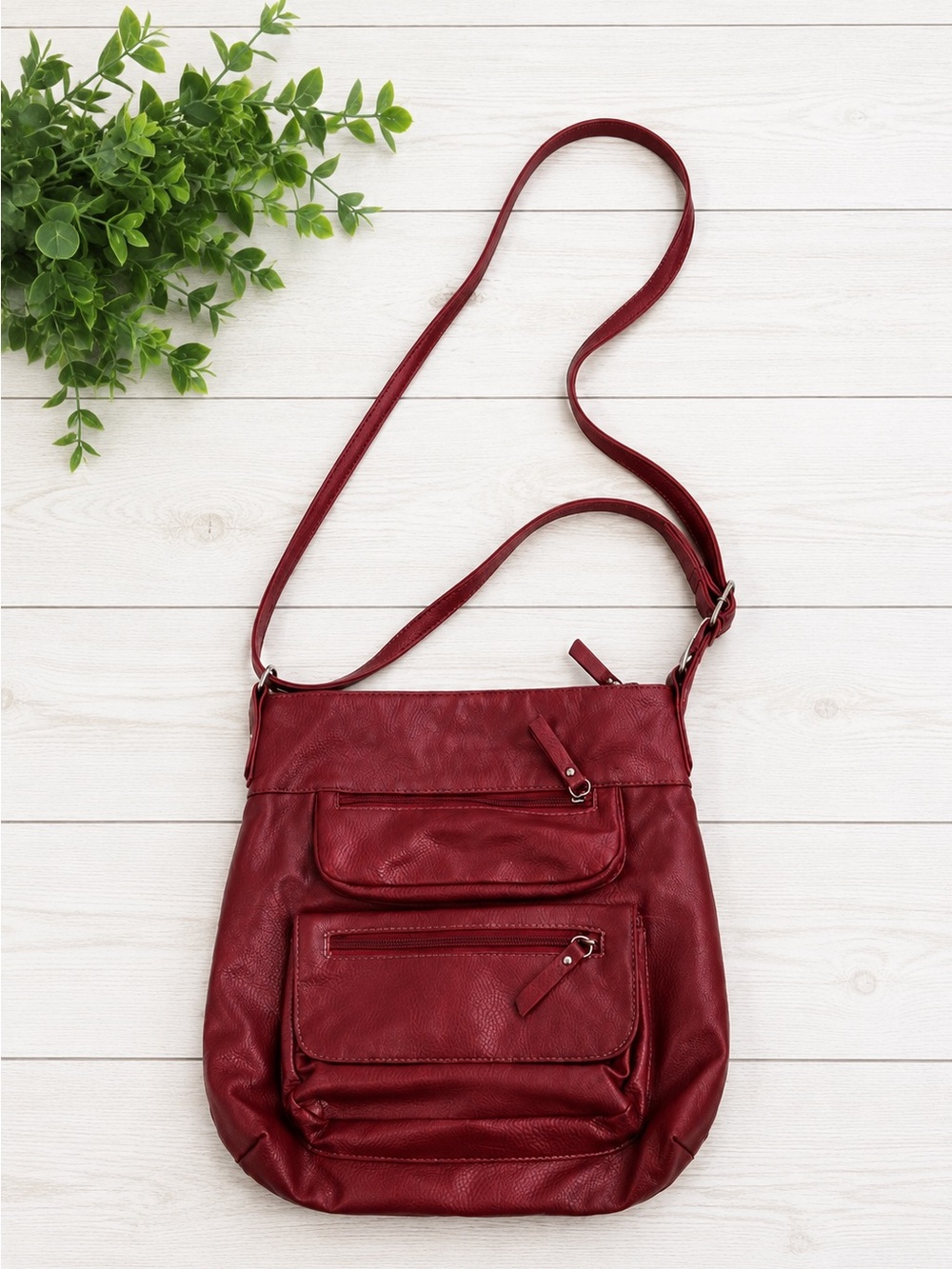 MultiSac Burgundy Crossbody Shoulder Bag Multiple Pocket Organizer